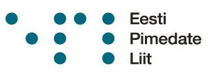 Eesti Pimedate Liidu logo. Vasakult paremale on punktkirja täppidega kirjutatud EPL, millest paremal on ülevalt alla kirjas Eesti Pimedate Liit.